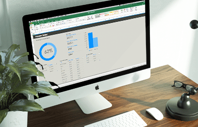 Photo of laptop displaying Microsoft Excel 
