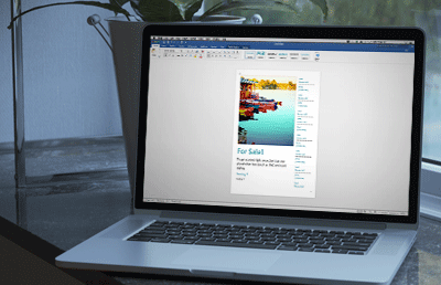 Picture of laptop computer using Microsoft word