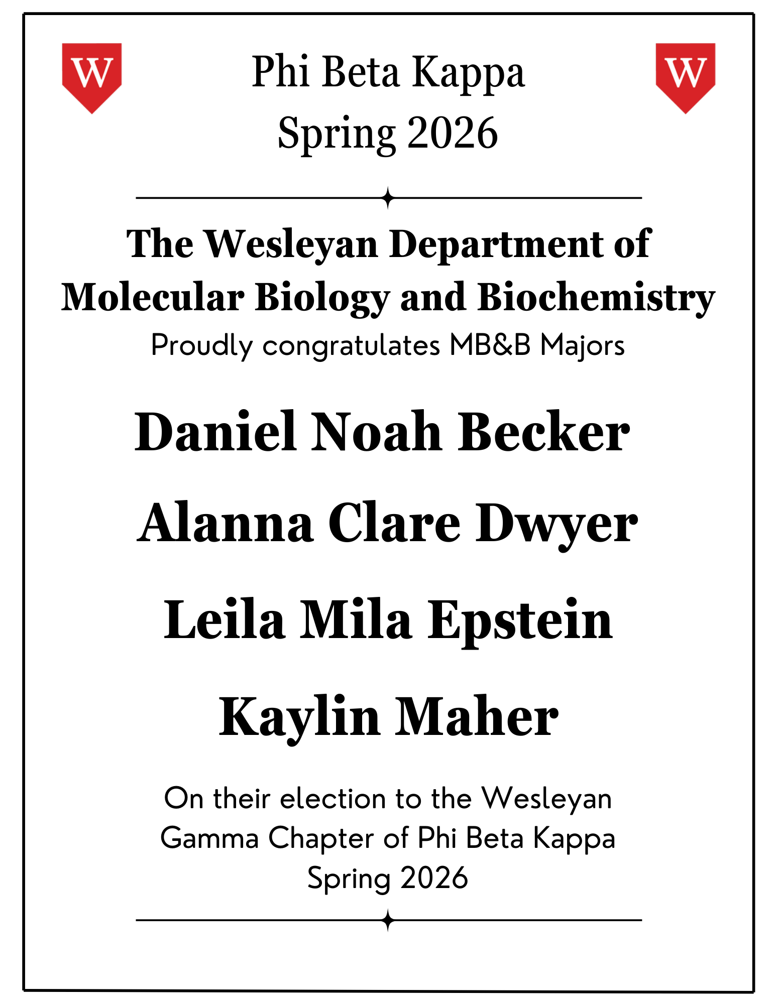 Spring 2026 PBK Announcement