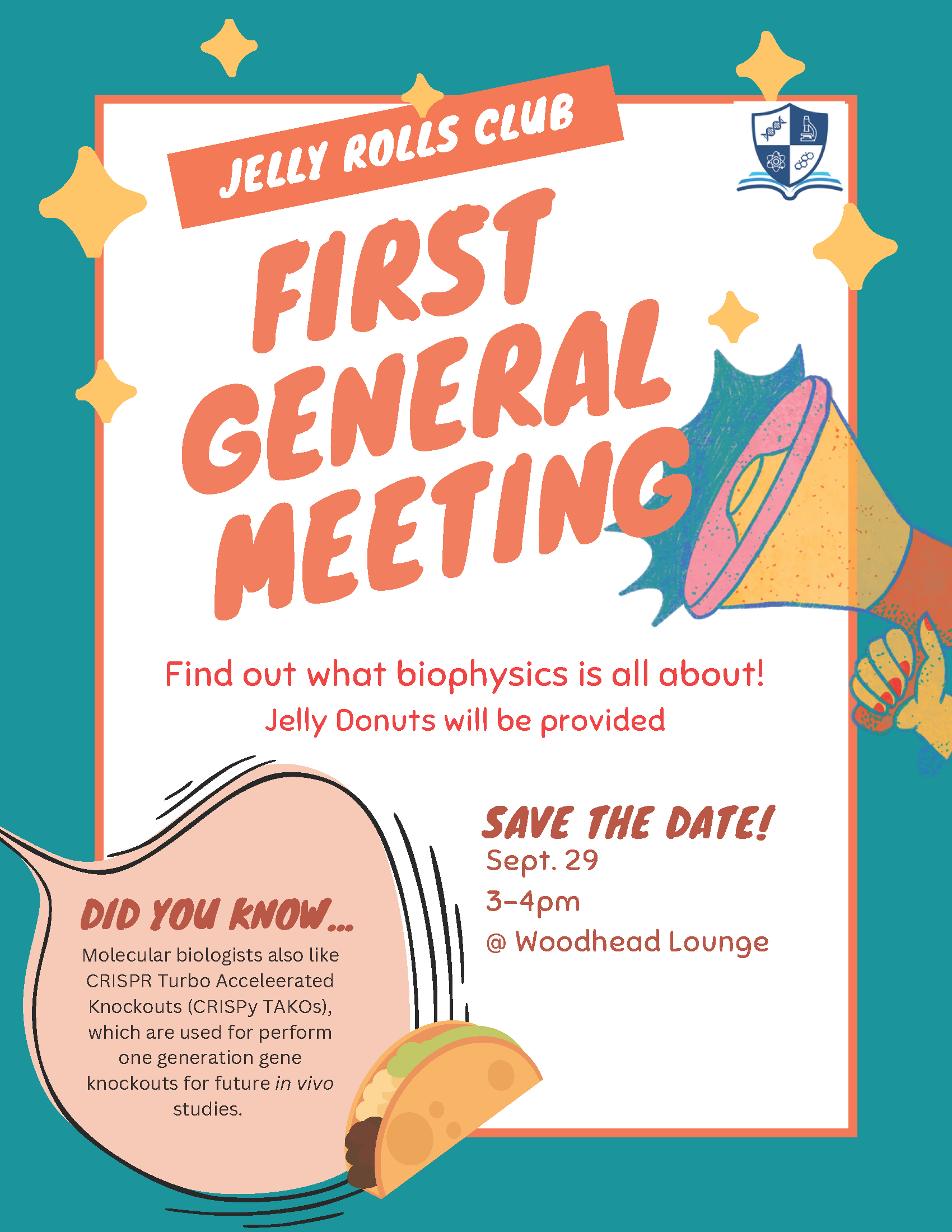Jelly Rolls First Meeting. September 29th, 3-4pm, Woodhead Lounge