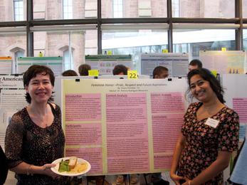 Shipra Panicker posing with her adviser Prof. Patricia Rodriguez Mosquera. Panicker's research, "Feminine Honor - Pride, Respect, and Future Aspirations"